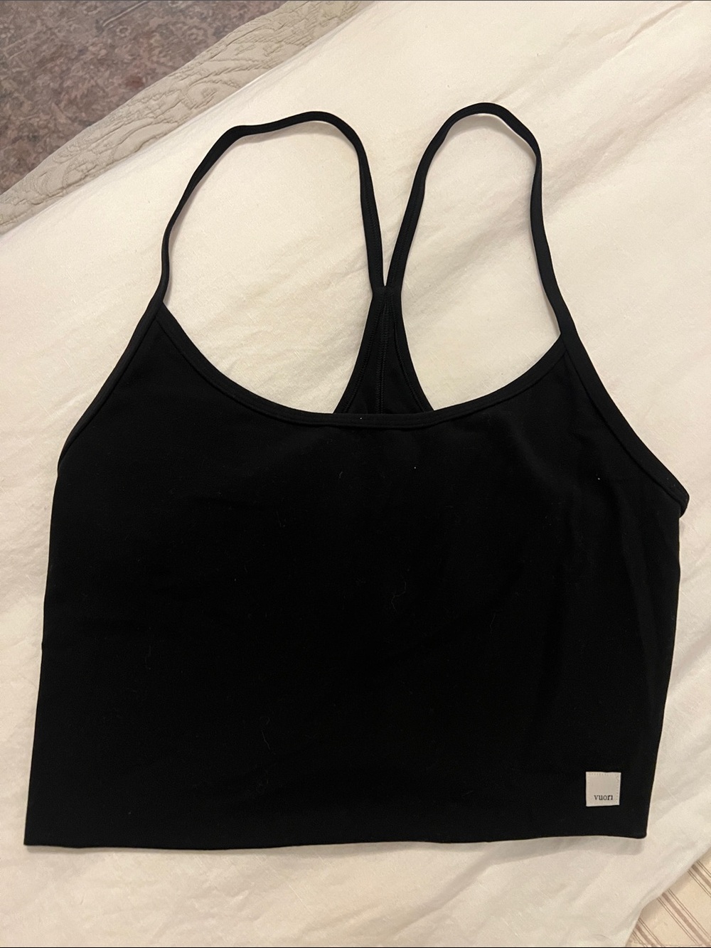 Vuori Black Seamless Brami Crop with Thin Straps